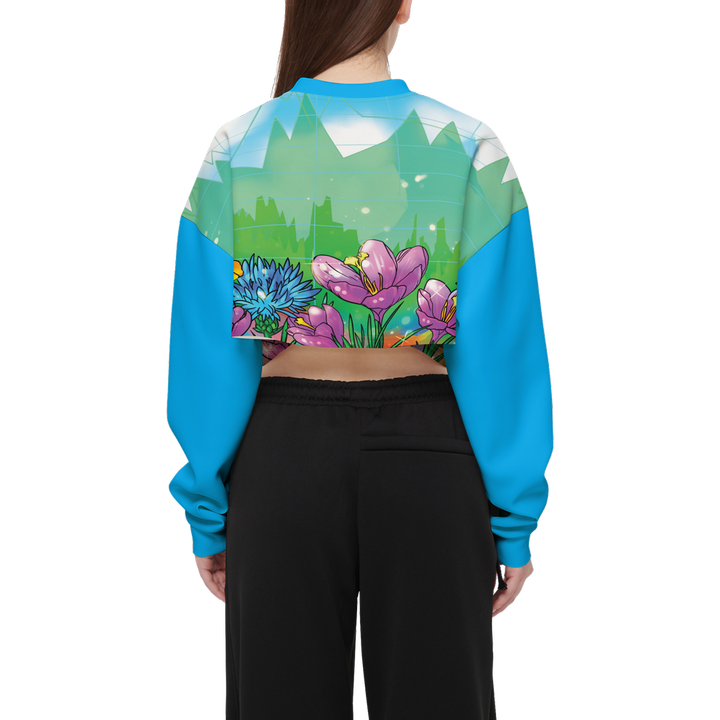 Women's Crypto Flower Cropped Sweatshirt